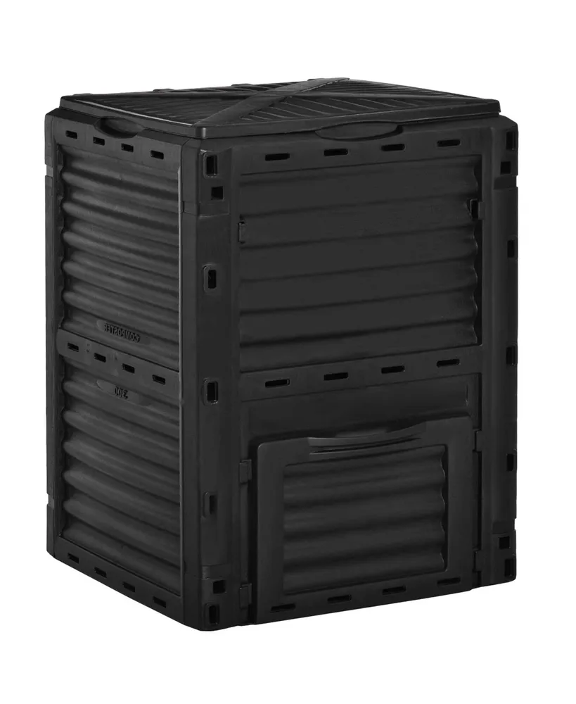 Outsunny Garden Compost Bin 80 Gallon Outdoor Large Capacity Composter Fast Create Fertile Soil Aerating Box, Easy Assembly