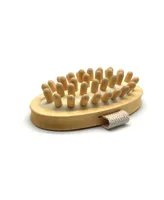 Pursonic Bamboo Bristle Bath Brush & Rubber Massager with Lotus Wooden Handle