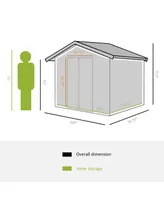 Outsunny 9' x 6' Metal Storage Shed Garden Tool House with Double Sliding Doors, 4 Air Vents for Backyard, Patio