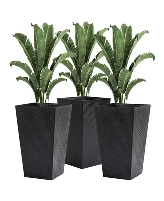 Outsunny Set of 3 Tall Planters, Outdoor & Indoor Flower Pot Set for Front Door, Entryway, Patio and Deck