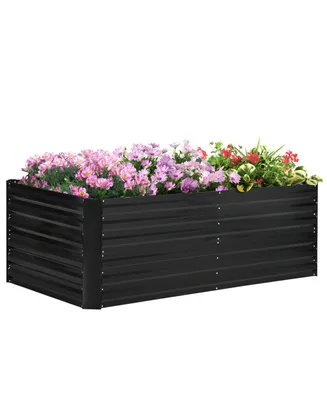 Outsunny Raised Garden Bed, 71" x 36" x 23" Galvanized Steel Planters for Outdoor Plants with Reinforced Rods for Vegetables, Flowers, and Herbs