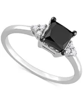 Black Diamond (3/4 ct. t.w.) & White (1/4 Princess-Cut Engagement Ring 14k Gold