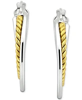 Giani Bernini Triple Small Hoop Earrings in Sterling Silver & 18k Gold-Plate, 1", Created for Macy's - Two