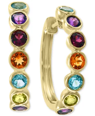 Effy Multi-Gemstone Small Hoop Earrings (1-3/4 ct. t.w.) in 14k Gold-Plated Sterling Silver, 0.83"