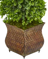 Nearly Natural 41" Eucalyptus Cone Topiary Artificial Tree in Metal Planter (Indoor/Outdoor)