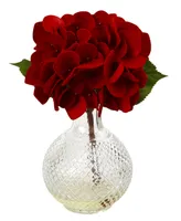 Nearly Natural Red Hydrangea w/Glass Vase, Set of 3