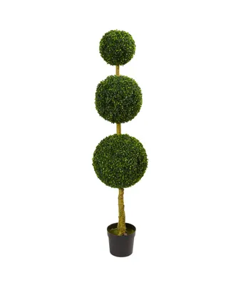 Nearly Natural 5.5' Boxwood Triple Ball Topiary Uv-Resistant Indoor/Outdoor Artificial Tree
