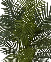 Nearly Natural 5' Golden Cane Palm Artificial Tree in White Tower Planter