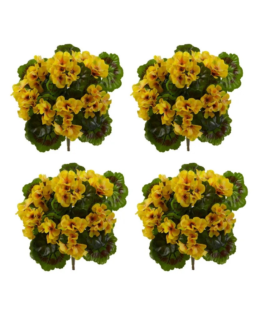 Nearly Natural 4-Pc. Geranium Uv-Resistant Indoor/Outdoor Artificial Bush Set