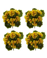 Nearly Natural 4-Pc. Geranium Uv-Resistant Indoor/Outdoor Artificial Bush Set