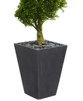 Nearly Natural 5' Boxwood Spiral Topiary Artificial Tree in Slate Planter Uv Resistant