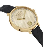 Versus Versace La Villette Women's 2 Hand Quartz Movement and Black Leather Strap Watch 36mm