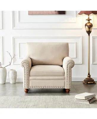 Simplie Fun Living Room Sofa Single Seat Chair With Wood Leg Fabric