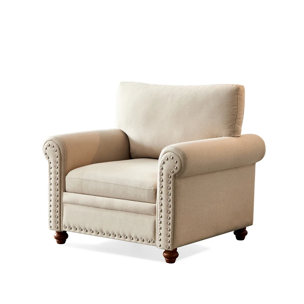 Simplie Fun Living Room Sofa Single Seat Chair With Wood Leg Fabric