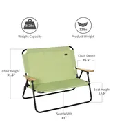 Outsunny 2 Person Camping Couch, Double Folding Chair w/ Cupholders,