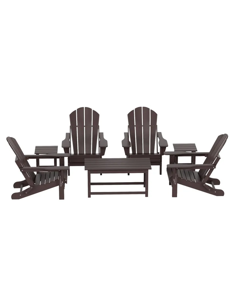 WestinTrends 7 Piece Set Outdoor Folding Adirondack Chairs with Coffee Table Side