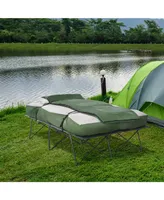 Outsunny 2-Person Folding Camping Cot Portable Outdoor Bed Set with Sleeping Bag, Inflatable Air Mattress, Comfort Pillows and Carry Bag, Soft and Com