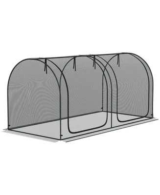 Outsunny 8' x 4' Crop Cage, Plant Protection Tent with Two Zippered Doors, Storage Bag and 4 Ground Stakes, for Garden, Yard, Lawn
