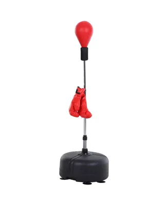 Soozier Punching Bag Free Standing w/ Boxing Gloves Height Adjustable Boxing Ball Set Great For Training, Exercise, Fitness & Stress Relief - Red