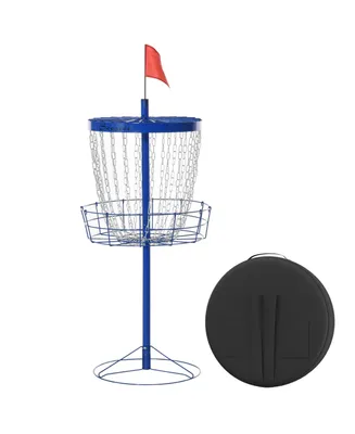 Soozier Portable Disc Golf Basket Target with 24-Chain, Transit Bag, Dark Blue