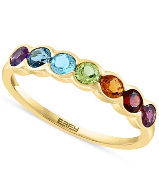 Effy Multi-Gemstone Scalloped Band (7/8 ct. t.w.) in 14k Gold-Plated Sterling Silver
