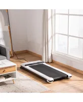 Soozier Walking Pad Treadmill, Under Desk Rolling Portable Treadmill, Home Gym Equipment Cardio Machine, Weight Loss Equipment for Men & Women, White