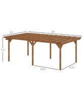 Outsunny 20' x 12' Outdoor Pergola, Wood Gazebo Grape Trellis with Stable Structure for Climbing Plant Support, Garden, Patio, Backyard, Deck