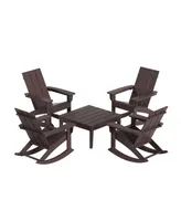 WestinTrends 5-Piece Modern Adirondack Outdoor Rocking Chair with Side Table Set