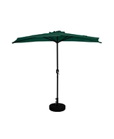 WestinTrends 9 Ft Outdoor Half Market Umbrella with Black Round Weight Base Set