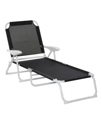 Outsunny Folding Chaise Lounge, Outdoor Sun Tanning Chair