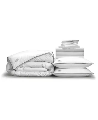 Pillow Guy Luxe Soft Smooth Perfect 12-Piece Bedding Bundle with White Goose Down, Queen