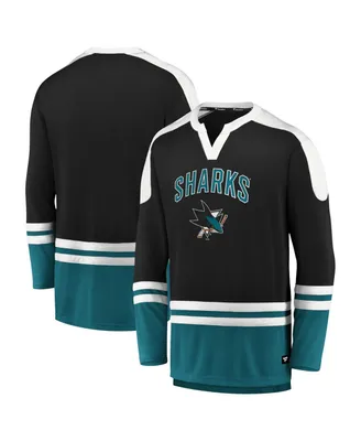 Men's Fanatics Black, Teal San Jose Sharks Iconic Slapshot Long Sleeve T-shirt