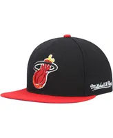 Men's Mitchell & Ness Black, Red Miami Heat Hardwood Classics Coast to Fitted Hat