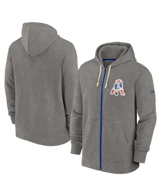 Men's Nike Heather Charcoal New England Patriots Historic Lifestyle Full-Zip Hoodie