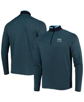 Men's Under Armour Blue FedEx St. Jude Championship T2 Green Stripe Raglan Quarter-Zip Jacket