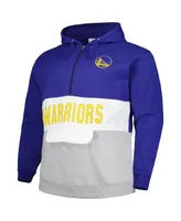 Men's Fanatics Royal Golden State Warriors Big and Tall Anorak Half-Zip Hoodie