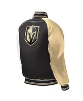 Big Boys and Girls Starter Black Vegas Golden Knights Raglan Full-Snap Varsity Jacket