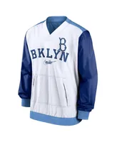 Men's Nike White, Light Blue Los Angeles Dodgers Rewind Warmup V-Neck Pullover Jacket