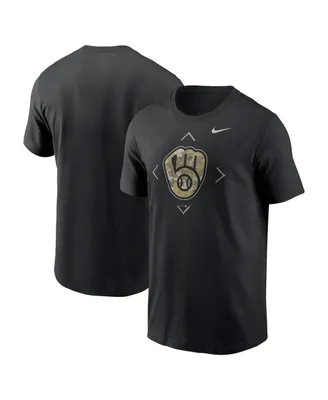 Men's Nike Black Milwaukee Brewers Camo Logo T-shirt