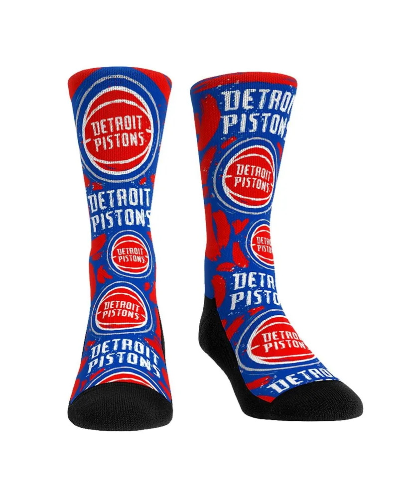 Men's and Women's Rock 'Em Socks Detroit Pistons Allover Logo Paint Crew