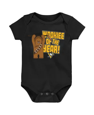 Infant Boys and Girls Black Pittsburgh Penguins Star Wars Wookie of the Year Bodysuit