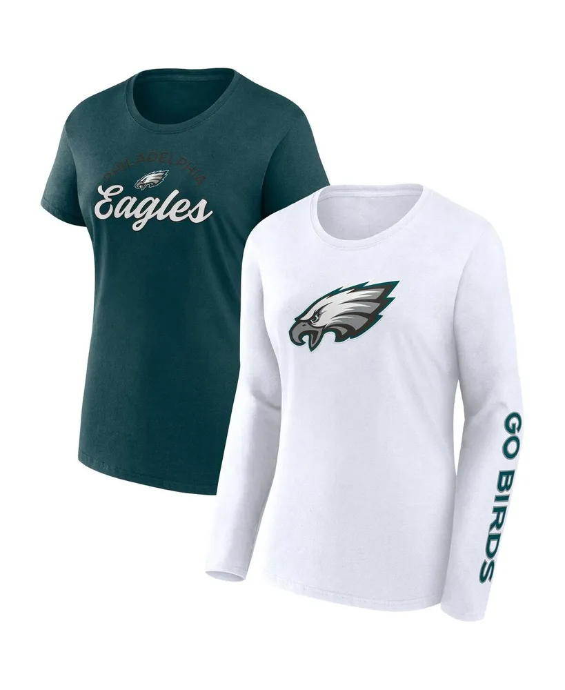 Fanatics Women's Branded Silver Philadelphia Eagles Vintage-Like Spirit Jersey  Long Sleeve T-shirt