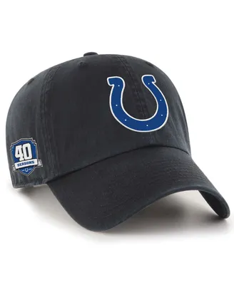 Men's '47 Brand Black Indianapolis Colts 40th Anniversary Side Patch Clean Up Adjustable Hat