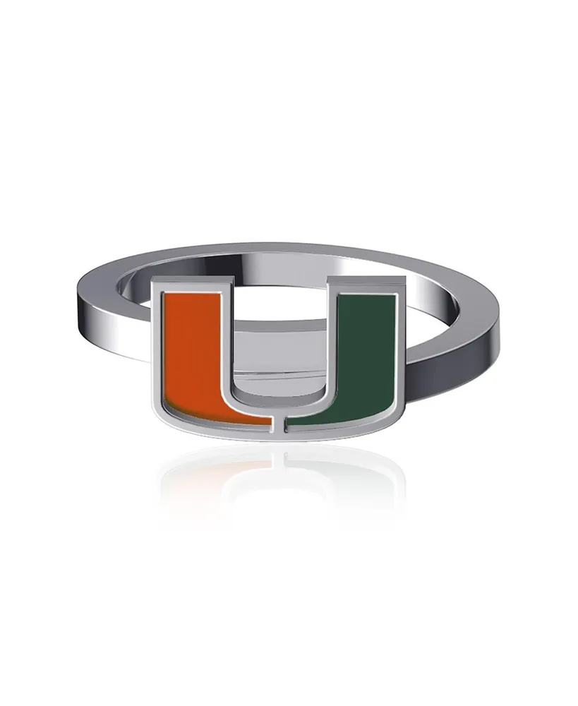 Women's Dayna Designs Miami Hurricanes Bypass Enamel Silver Ring