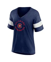 Women's Fanatics Heather Navy Colorado Avalanche Special Edition 2.0 Ring The Alarm Tri-Blend V-Neck T-shirt