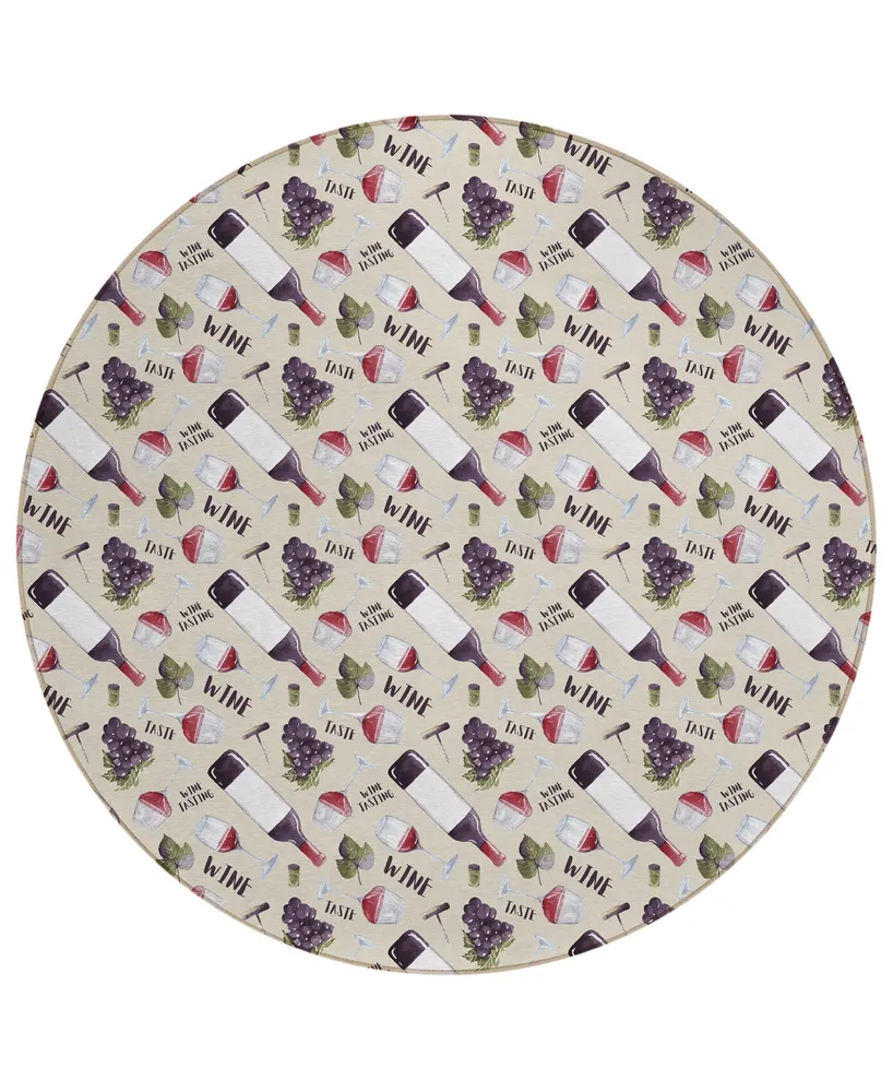 D Style Vertes Kitchen VRT14 8' x 8' Round Area Rug