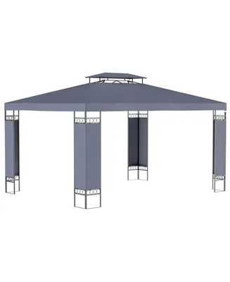 Outsunny 13' x 10' Patio Gazebo Outdoor Canopy Shelter with Double Vented Roof, Steel Frame for Lawn Backyard and Deck