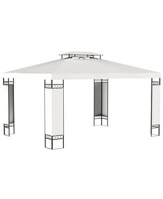Outsunny 13' x 10' Patio Gazebo Outdoor Canopy Shelter with Double Vented Roof, Steel Frame for Lawn Backyard and Deck, Cream White