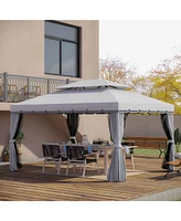 Outsunny 10' x 13' Patio Gazebo with Aluminum Frame for Outdoor,