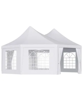 Outsunny 22' x 16' ft Canopy Party Event Tent with 2 Pull-Back Doors, Column-Less Event Space, & 8 Cathedral Windows